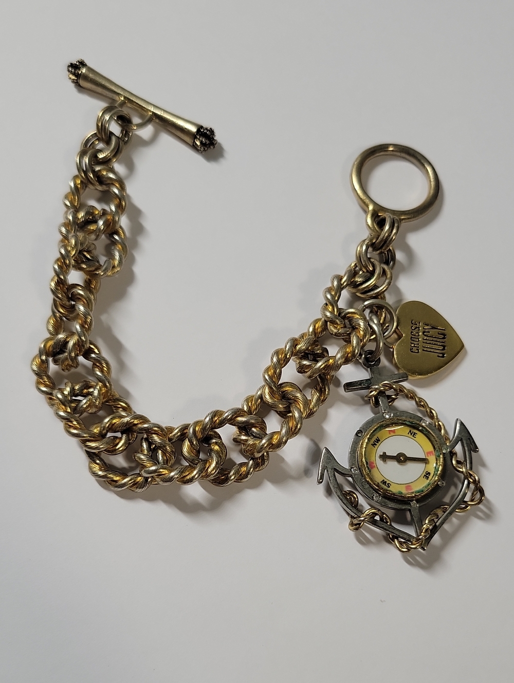 Y2K Juicy Two-Tone Anchor Compass Charm Bracelet